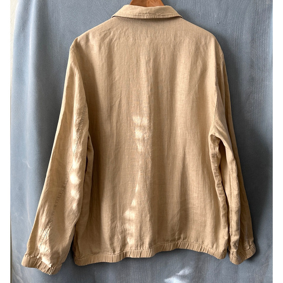 club room men’s linen zip front bomber jacket xl beige casual lightweight summer - Picture 3 of 11